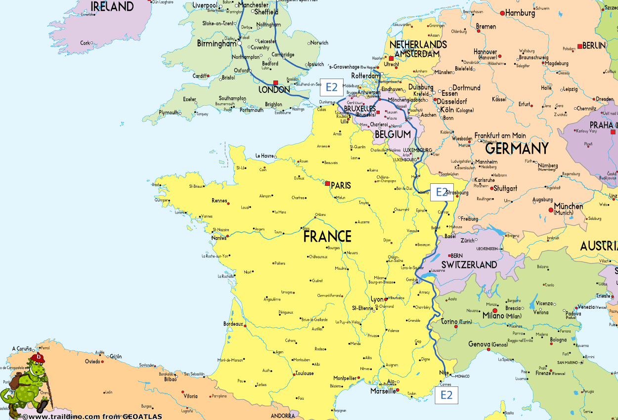 Map European Long Distance Trail E2