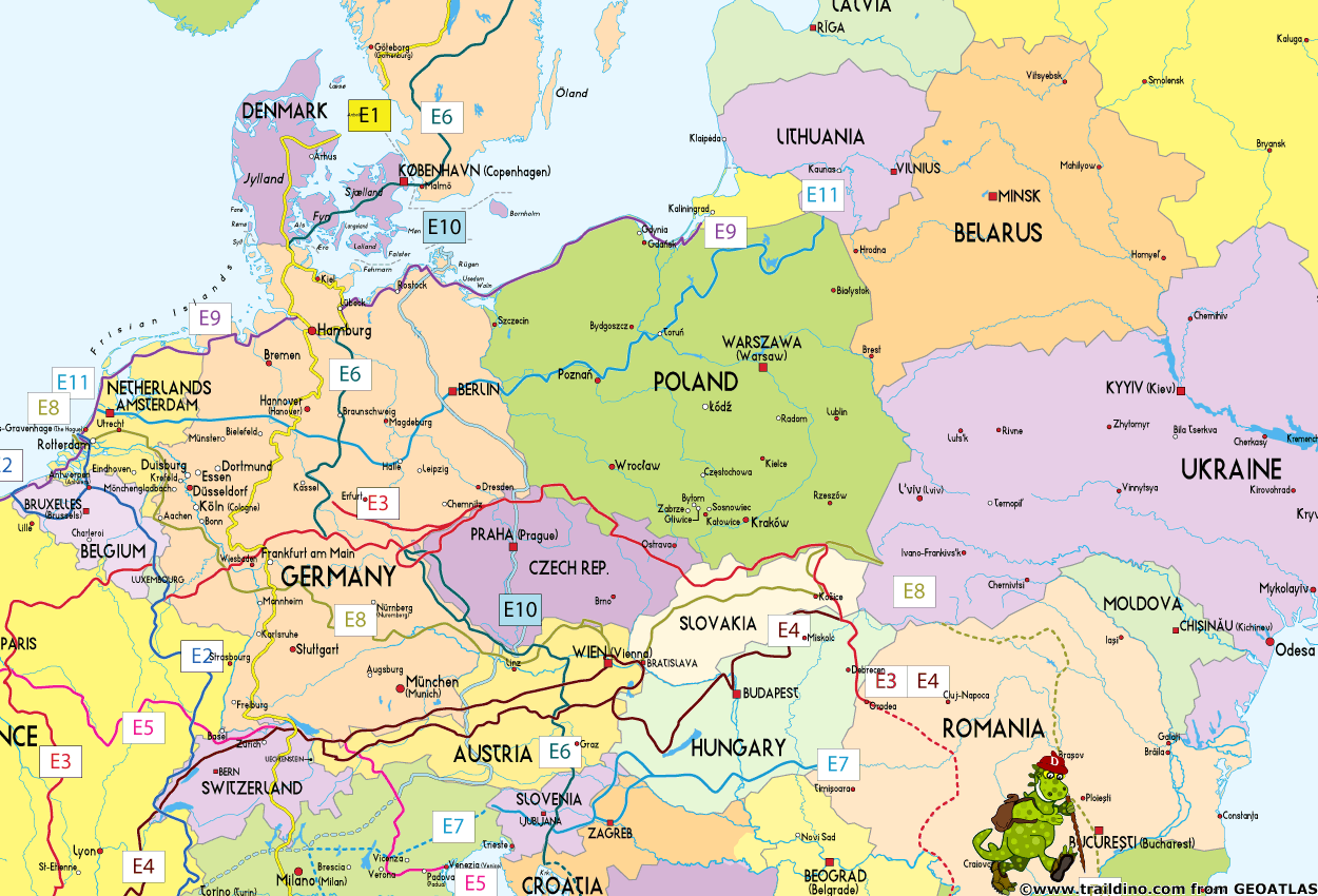 Map European Long Distance Trails overview