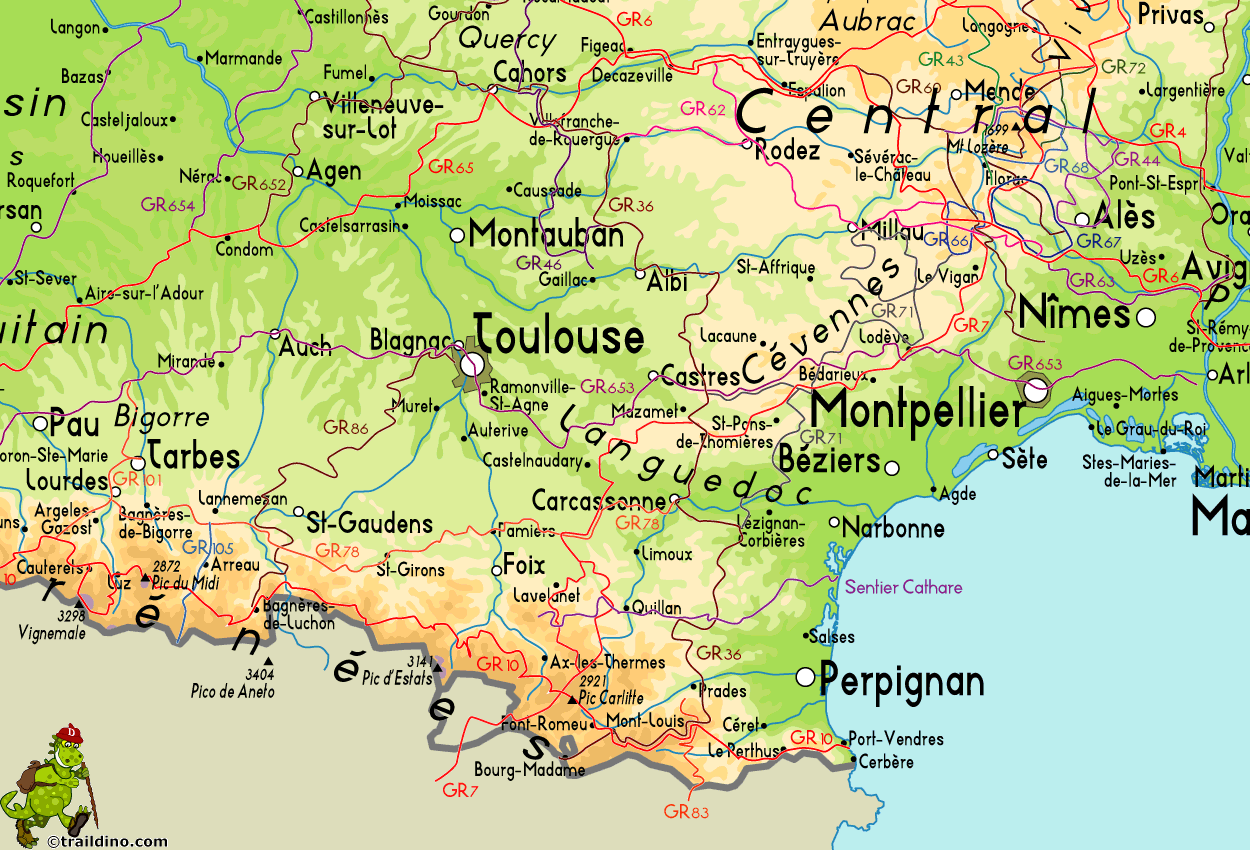 Kaart Oost Frankrijk - Vogels