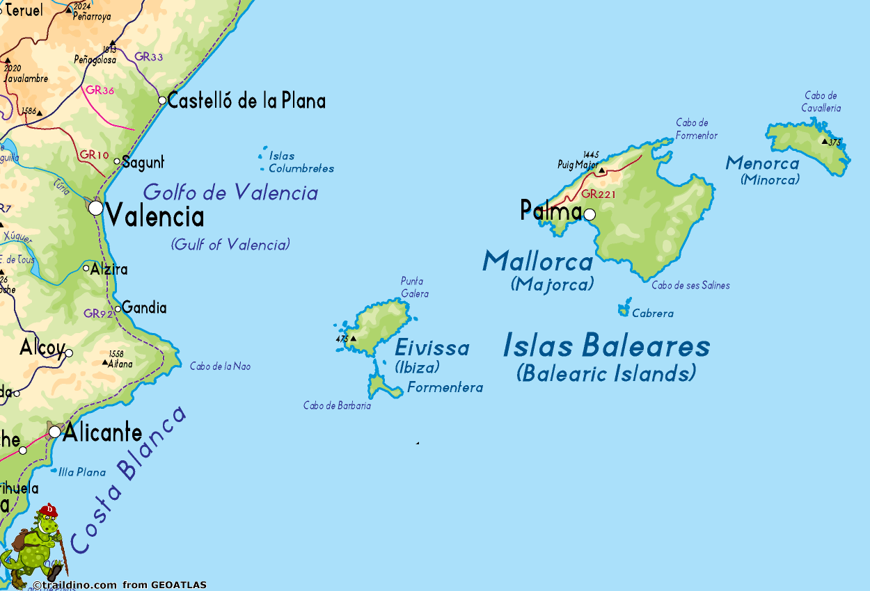 Hiking Trails Map Spain Islas Baleares